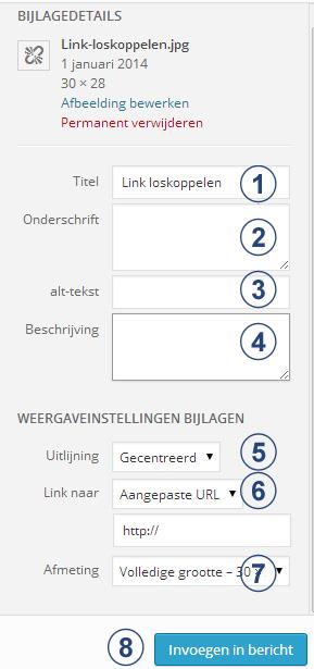 5. Uitgelichte afbeelding maken: Als je deze optie selecteert kun je een uitgelichte afbeelding voor het bericht of de pagina toevoegen. 6.