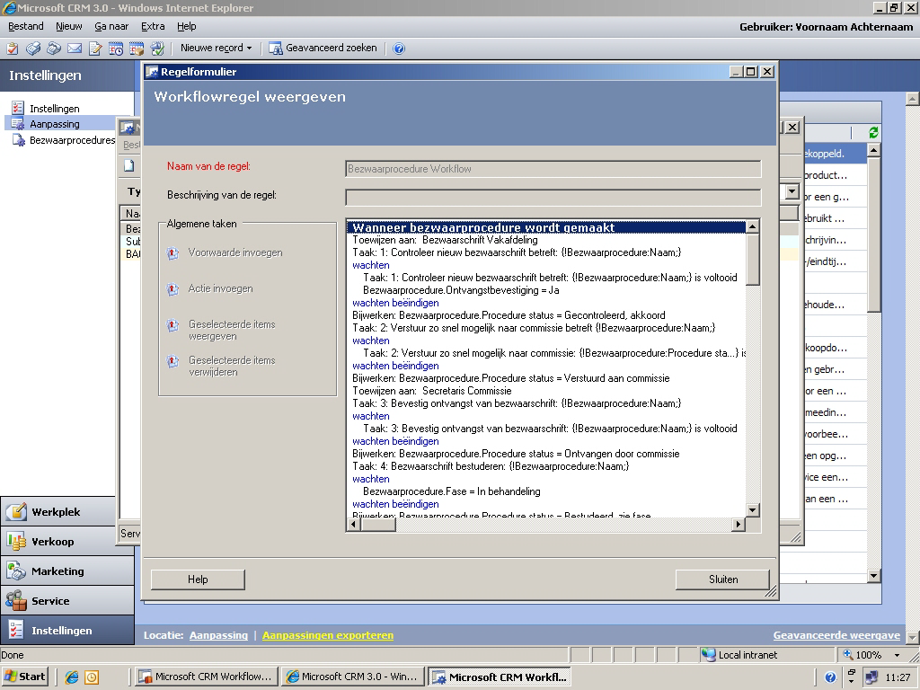 Screenshot 7. Tijdens de ontwikkeling van de generieke bezwaarprocedure moesten beslissingsmomenten worden ingebouwd.