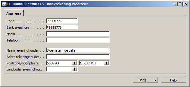 Stap 2. Invullen tabblad Betaling Hier vindt u de volgende velden: Betalen aan: verwijzing naar andere crediteur (bijv. factoring bedrijf) is meestal leeg; Betalingscondities: bepaald vervaldatum o.b.v. factuurdatum; Ons rekeningnr.