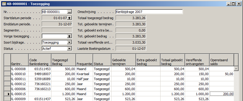 Zorg in het scherm dat de eerste regel van de betaling is geselecteerd en klik op ID toekennen onder de knop Vereffening.