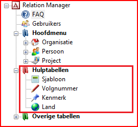 10 Hulptabellen 10 HULPTABELLEN De Hulptabellen helpen u om uw Organisatie een eigen gezicht te geven binnen Alexion CRM.