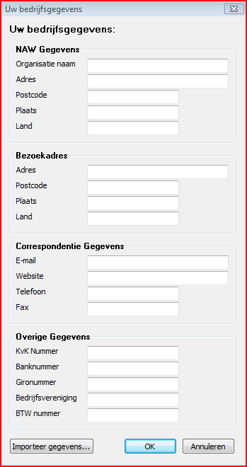 2 Bedrijfsgegevens invoeren 2 BEDRIJFSGEGEVENS INVOEREN Voordat we verder gaan met de werking van Alexion CRM is het noodzakelijk dat u de gegevens van uw eigen onderneming invoert in Alexion CRM.