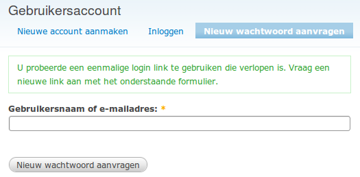 Om een account aan te maken dient de gebruiker te klikken op Nieuwe account aanmaken.