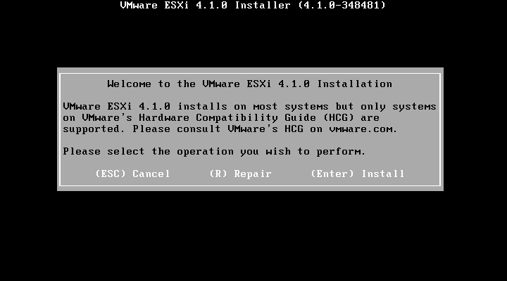 4 Installaties en configuraties 4.1 VMware ESXi 4.1 4.1.1 Installatie VMware ESXi 4.1 In dit gedeelte van de documentatie gaan we de installatie van VMware ESXi 4.1 bespreken.