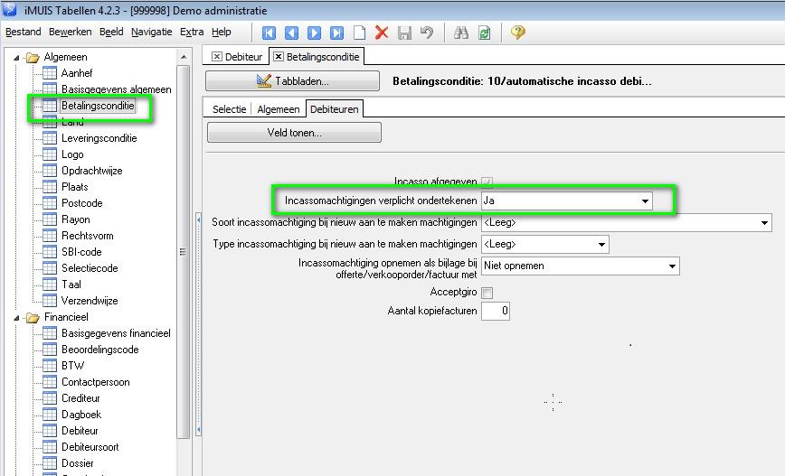 6.1 Inrichtingen in IMUIS voor export machtigingsadministratie Ook in imuis dient u vooraf een aantal zaken in te richten om de machtigingsadministratie te kunnen voeren: Bankrekening incasso.