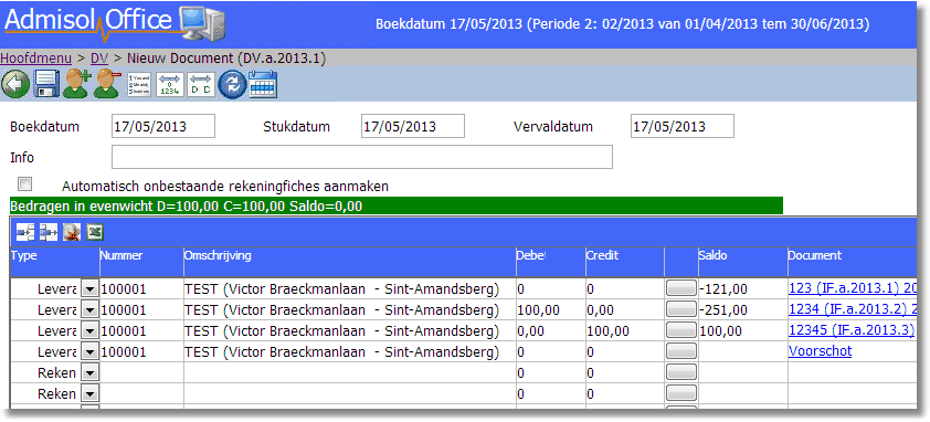 244 Admisol, online boekhouden 2. Rechtstreeks afpunten SEPA/CIRI 245 23.2.1 Afpunten via een diverse U kan het negatief bedrag afpunten via een diverse.