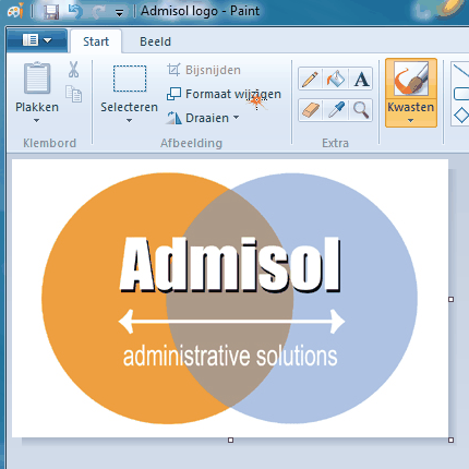 358 Admisol, online boekhouden Open uw logo in paint. Klik op "Formaat wijzigen".