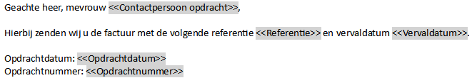 2.2.1 Invoegen samenvoegveld gebruiken in sjablonen Als u werkt met de rapporten in UNIT4 Multivers en u hebt de rapporten aangepast aan uw eigen wensen, zult u hier de Input items uit de