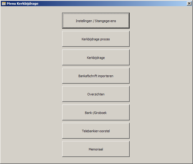 4 MENUINDELING 4.1 Snelmenu Kerkbijdrage Bovenaan het menu kerkbijdrage is een snelmenu kerkbijdrage toegevoegd.