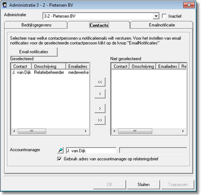 33 4.3 Werkinstructie d-basics RAM Instellen e-mail reminders Via e-mail reminders kunnen contactpersonen automatisch door d-basics RAM op de hoogte worden gesteld indien bepaalde situaties zich