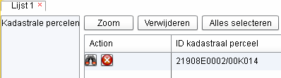 4 Klik op Uitvoeren. 5 De toepassing selecteert het gezochte perceel.