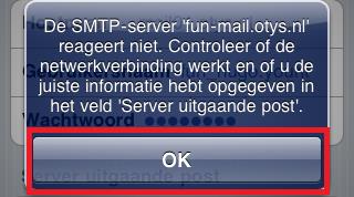 7) In het vervolgscherm dat na enkele seconden verschijnt kan u de geavanceerde gegevens van uw e-mailaccount instellen: Kies bovenin het scherm voor POP. Hostnaam: Vul hier mail.otys.nl in.