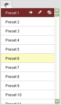 34 5.4.2 Een preset instellen/aanroepen Een preset instellen: 1. Selecteer in het PTZ-bedieningspaneel een vooraf ingesteld nummer in de lijst met presets. Afb. 5-4 Een preset instellen 2.