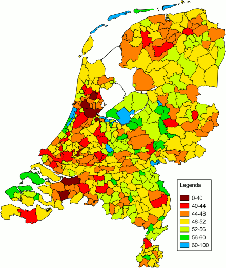Totaalscore Ecologisch kapitaal Sociaal-cultureel kapitaal Economisch kapitaal Geïndustrialiseerde gebieden, waaronder Rotterdam, Amsterdam en Moerdijk, scoren laag op het ecologisch kapitaal.