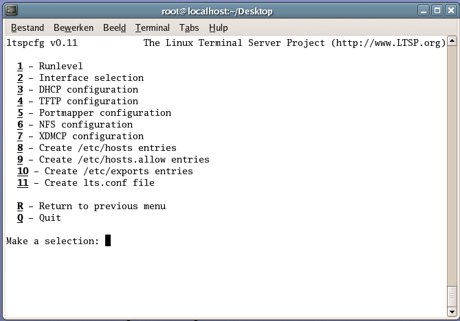 Afbeelding 4-35 ltspcfg: configuratiescherm 0 Runlevel Hier bepalen we in welk runlevel Linux zich zal bevinden. Level 2 of 3 wordt gebruikt voor een systeem dat in tekstmodus werkt.