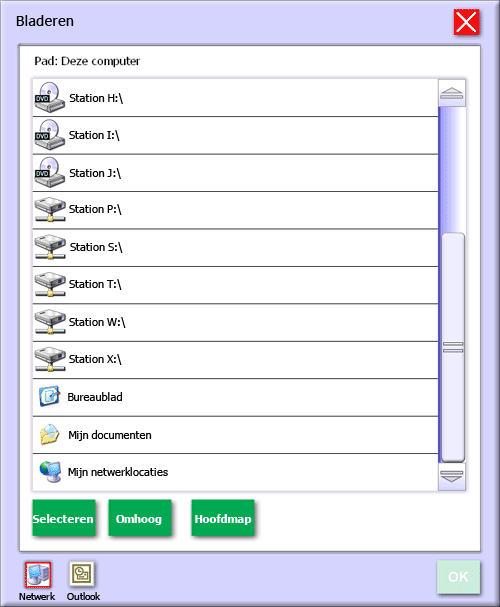 IKON DocSend User Guide Tabblad Verzenden 46 De browser start met Mijn computer en u krijgt toegang tot elk van uw lokale of netwerk-drives of zelfs tot Mijn Netwerk.