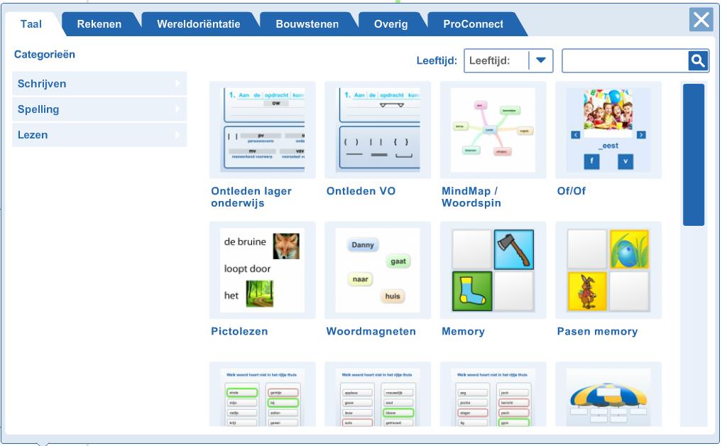 Start Prowise Presenter (met een nieuwe lege presentatie) Prowise Presenter beschikt over verschillende complete sets van