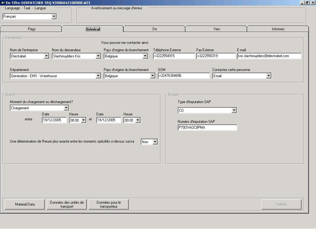 Contactgegevens: Scherm 2: gegevens van de