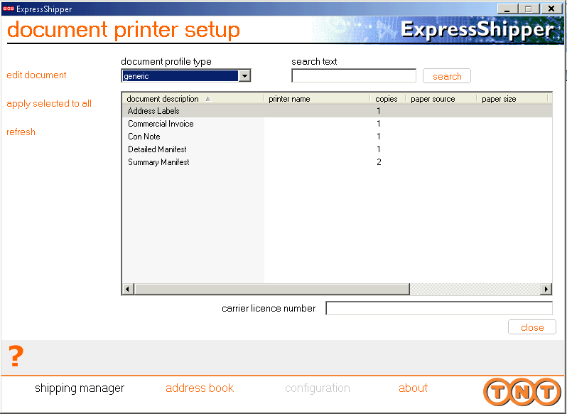 Figuur 19: exporteren van zendingsgegevens. 4.4 Printerinstellingen U kunt zelf instellen op welke printer u de documenten afgedrukt wilt hebben.