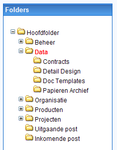 4.2 Folders 4.2.1 Eigenschappen U kunt een aantal eigenschappen zoals naam en omschrijving van een folder wijzigen met behulp van het eigenschappen icoon. 4.2.2 Nieuwe folder U kunt een nieuwe (sub) folder aanmaken met Nieuwe folder ( ).