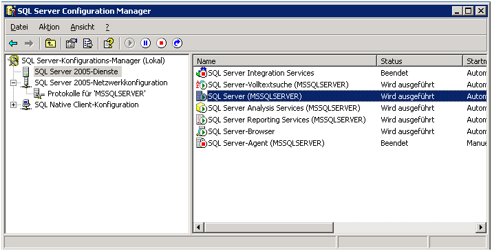 Open het item SQL Server 2005 Network Configuration en activeer het item Protocollen voor MSSQLSERVER. Deactiveer hier alle protocollen behalve TCP/IP.
