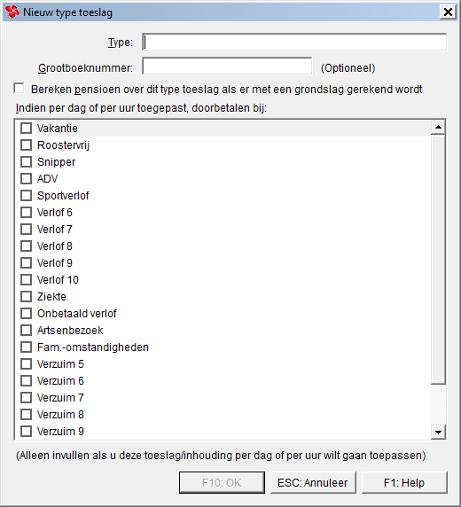 Afbeelding: Onderhoud toeslagen en inhoudingen Toevoegen U kiest eerst voor 'Toeslagen' of 'Inhoudingen'.