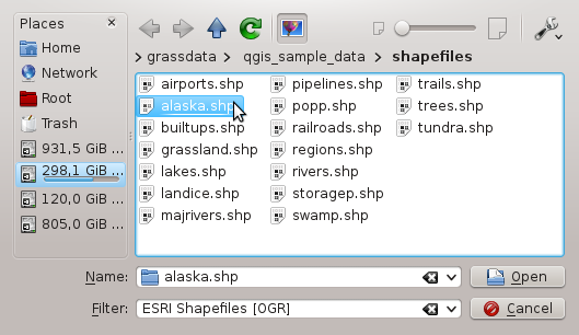 Het laden van een Shapefile Vectorlaag Om een shapefile te laden, open QGIS en klik op het icoontje Toevoegen in de werkbalk of gebruik de snelkoppeling Ctrl+Shift+V.
