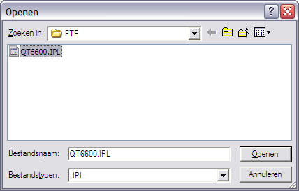 Voer in CV-33 vervolgens, na het openen van de juiste locatie, de volgende handelingen uit. Communication Remote IPL <selecteer QT6600.