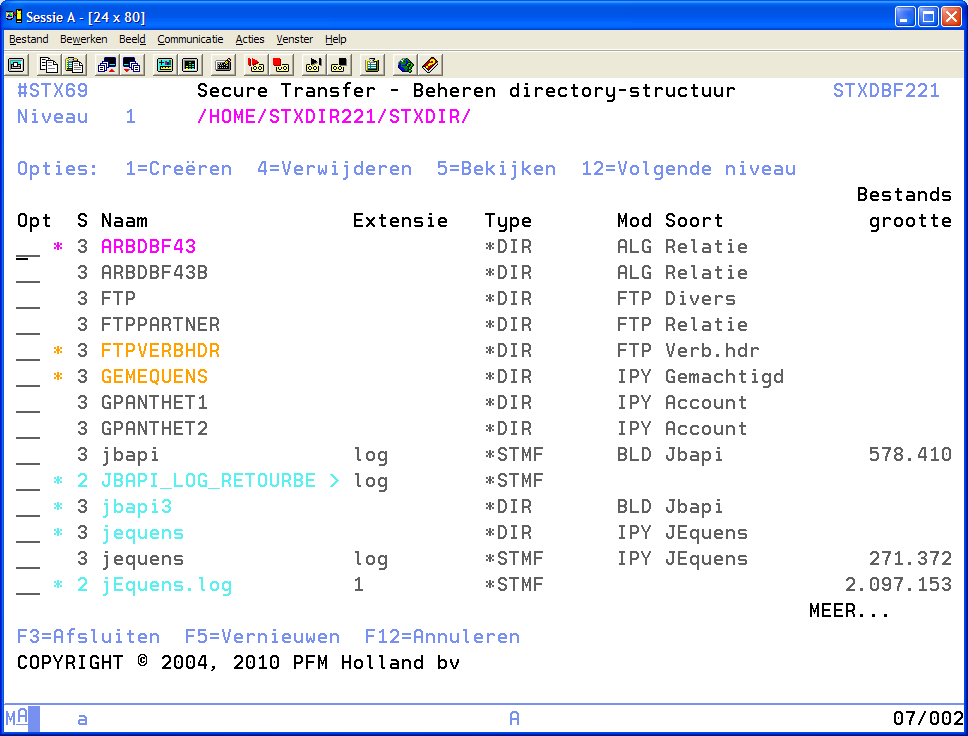 Figuur 2-14 Beheren directory-structuur Dit scherm is een hulpmiddel bij het beheren van de directory-structuur.