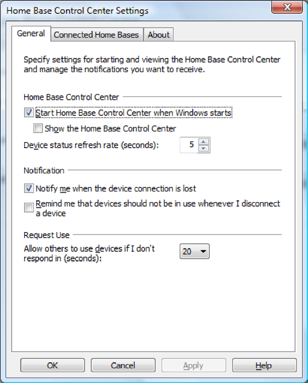 Opties Control Center Via algemene instellingen kunt u onder andere bepalen of het Control Center tegelijk met uw computer moet worden gestart en aangeven hoe updates van de Control Center software