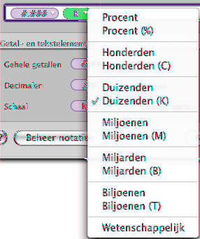 Als u deze optie kiest Wordt dit getal Zo weergegeven 'Decimalen' en 'Toon afsluitende nullen' met 'Aantal cijfers' ingesteld op 6 'Breuken' met 'Tot 2 cijfers (23/24)' geselecteerd 'Breuken' met