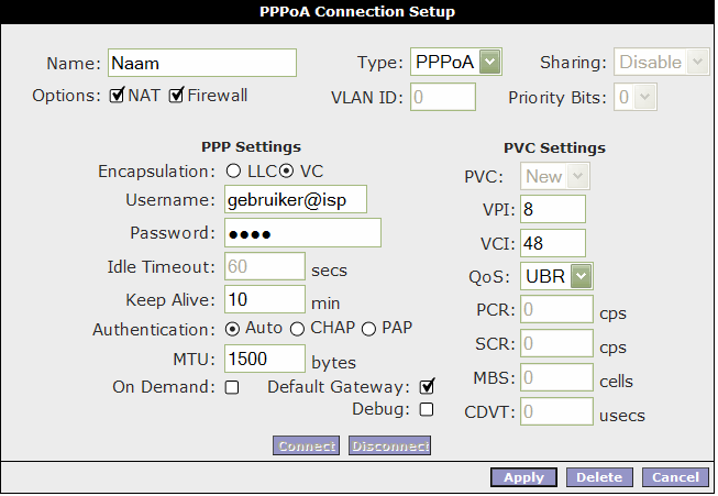 2.1 Configuratie voor ADSL van KPN (bijv. HetNet, HCCNet, Planet, XS4All, Freeler.
