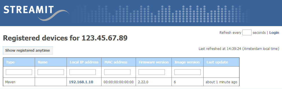 14 Maven register Als u de Maven aanzet, zal deze zich melden in het Streamit Maven register, http://register.streamit.