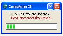 Firmware update van CM-stick (minimaal 1x per jaar) Wibu-systems verbetert regelmatig the firmware van de CM-stick.