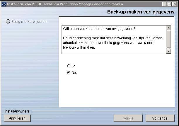 TotalFlow Production Manager verwijderen Deze procedure is voor Windows 7. Er bestaan kleine verschillen met andere Windows-versies.