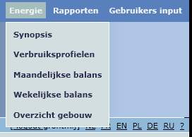 Energie 3 Energie Via het menu Energie kunt u diverse opties selecteren om uw energieverbruik weer te geven.