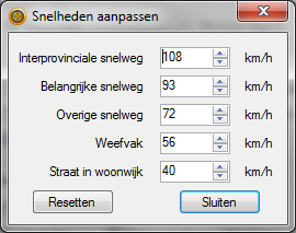 3. Klik daarna (onderaan) bij Gemiddelde snelheden aanpassen op Aanpassen en zorg dat de