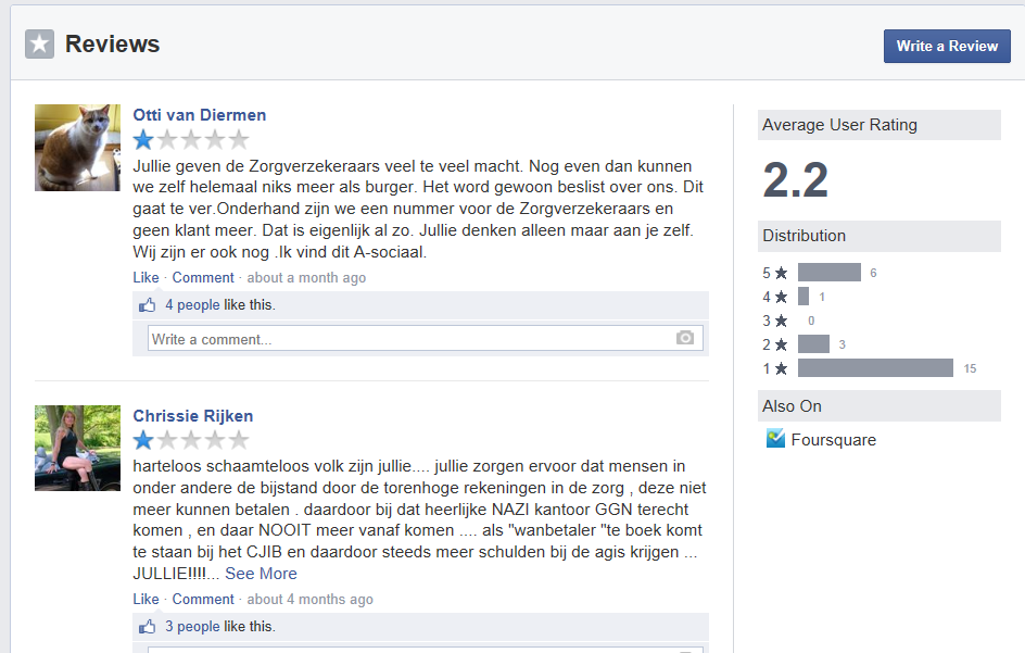 Men kan tevens een review schrijven (op het review-tabblad), en ook dit is lid-gestuurd. Daarop kunnen anderen reageren of er terug een rating aan geven.