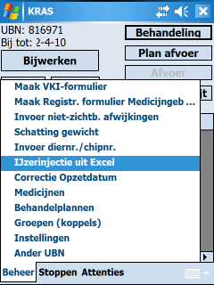 Startscherm Het laatst gekozen UBN wordt hier links getoond. De meeste gebruikers hebben maar 1 UBN.