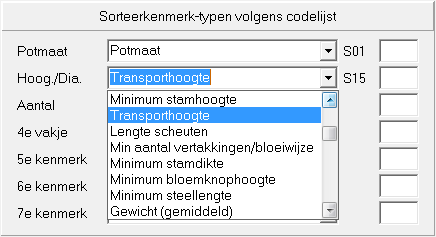 20.1 Invoeren van verplichte sorteerkenmerken Wanneer u een productcode op de aanvoerbrief invult en de kenmerk-dialoog opent worden alle verplichte en optionele sorteerkenmerk-typen weergegeven.