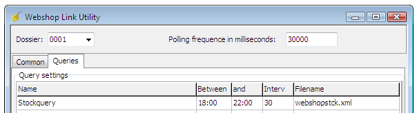 De aangemaakte query s verschijnen op het scherm. Naast de naam wordt ook de tijd, waarbinnen de query dient te worden uitgevoerd, getoond. Ook de intervaltijd verschijnt.