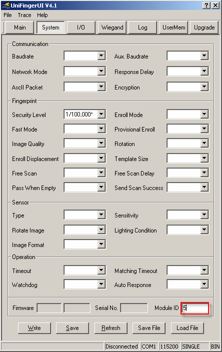 3.5. Module ID Aanpassen Doormiddel van het Module ID worden de scanners toegevoegd in de IdentySoft Software. Het module ID is te vinden door bovenaan op het tabblad System te klikken.
