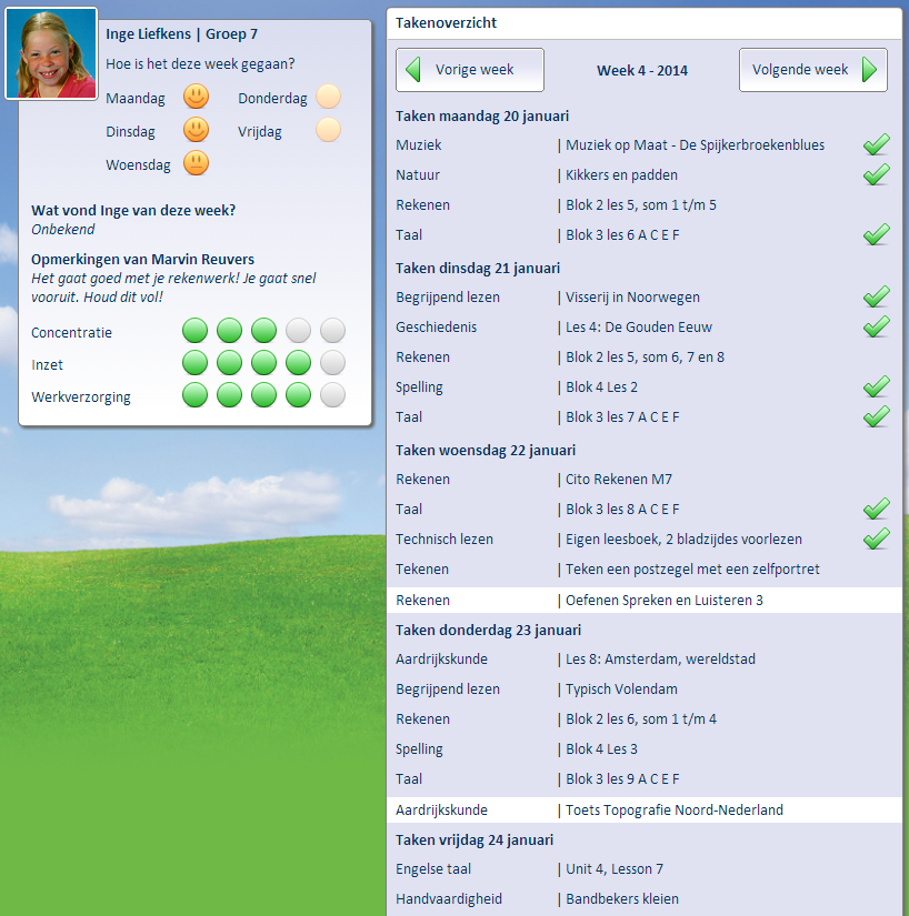 De takenplanner Met de takenplanner heeft u als ouder inzicht in het werk en de thema s die op school ter sprake komen.