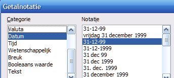 We zullen de afkortingen voor de maanden van het jaar gebruiken zoals ze ook te vinden zijn in de Getalnotatie voor datums: jan, feb, mrt, mei, apr, jun, jul, aug, sep, okt, nov en dec, zoals te zien