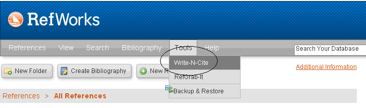 Installeren Binnen de RUG Ga in het Start-menu naar All Programs > Library Services > Reference Management > RefWorks > Write-N-Cite 4.2.