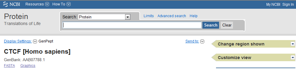 Oefening S.255 Werkwijze: 1. PubMed Protein: CTCF Artikel: CTCF [Homo Sapiens] FASTA: opslaan als fastafile 2. F Secure SSH Client: fuzzpro sequence CTCF_Human.