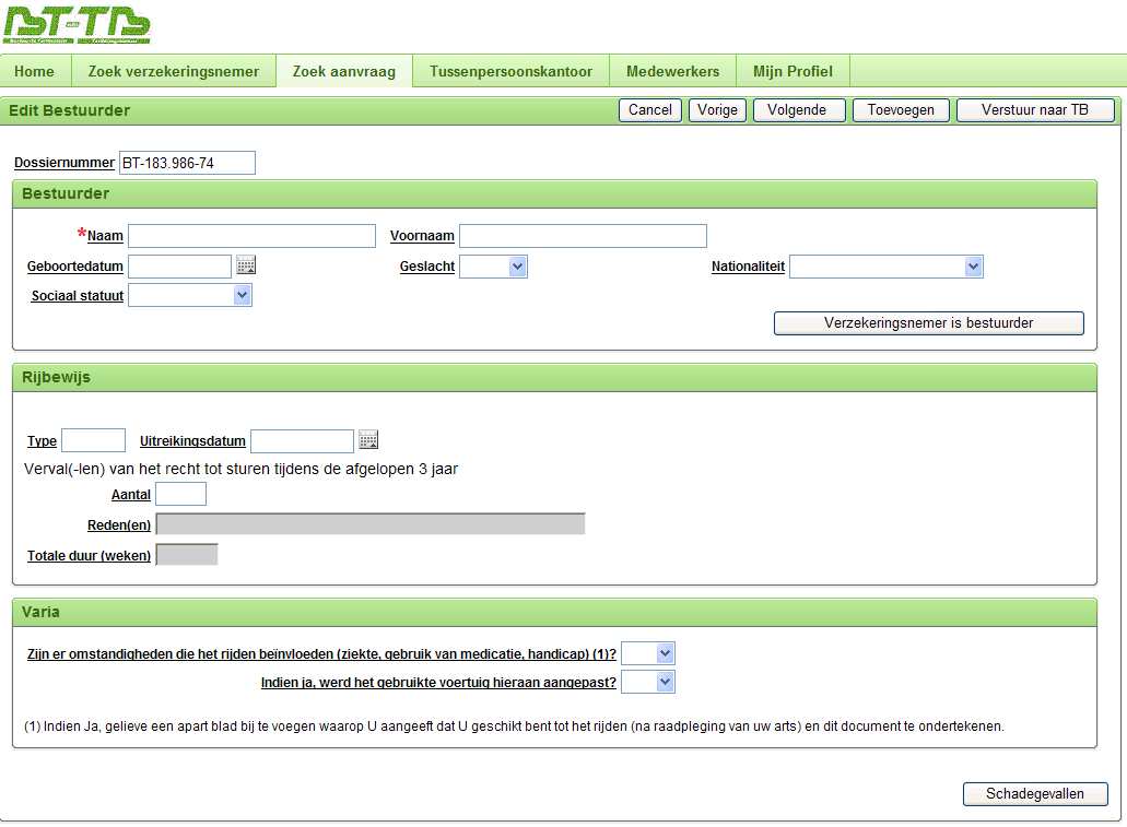 In beide gevallen wordt er automatisch een dossiernummer toegekend. 3.1.2.