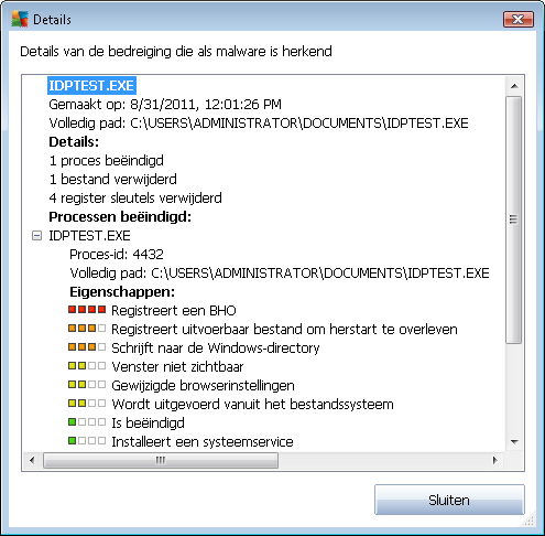 Oorspronkelijke objectnaam alle gedetecteerde objecten die worden weergegeven in het diagram zijn gelabeled met de standaardnaam die werd gegeven door AVG tijdens de scanprocedure.