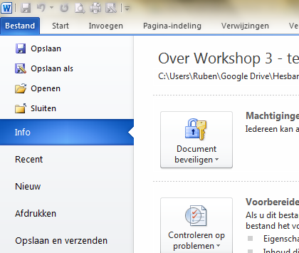 HET LINT (TABBLADEN) De "linten" zijn de werkbalken van de recente versies van Office. De bedoeling is om het de gebruiker wat gemakkelijker te maken om alle opties te vinden.