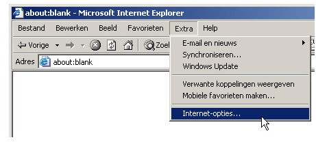 8. Bijlage 1. Pop-ups toestaan Internet Explorer Ga naar Extra > Internetopties.
